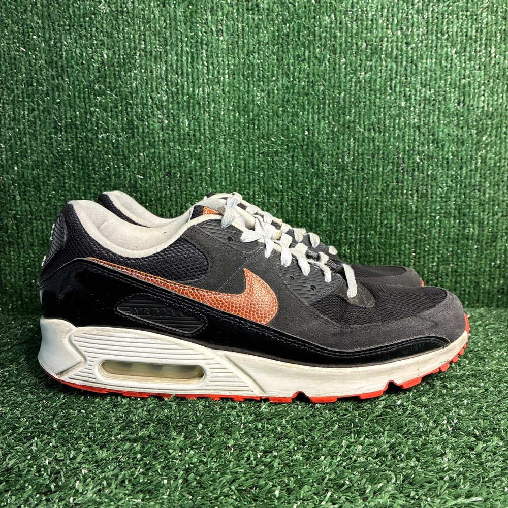 Nike Air Max 90 Football Swoosh Athletic Sneakers Mens Black Orange Size 10.5